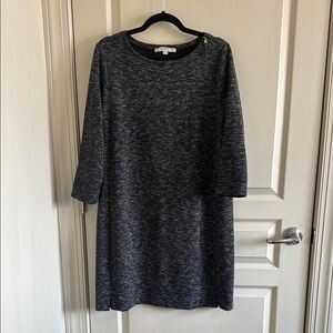 LOFT Gray 3/4 Sleeve Crew Neck Sweater Dress